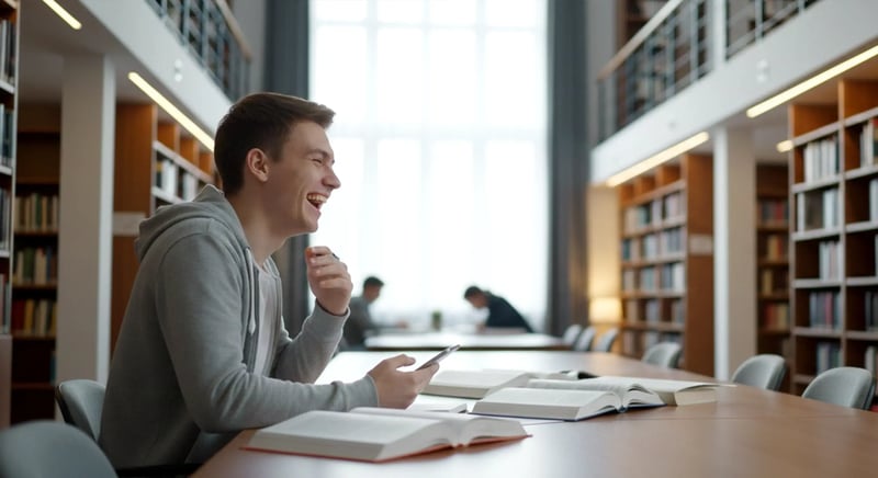 alumno en biblioteca de la uss estudiando