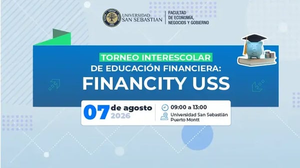 Banner de torneo escolar FinanCity USS en Puerto Montt.