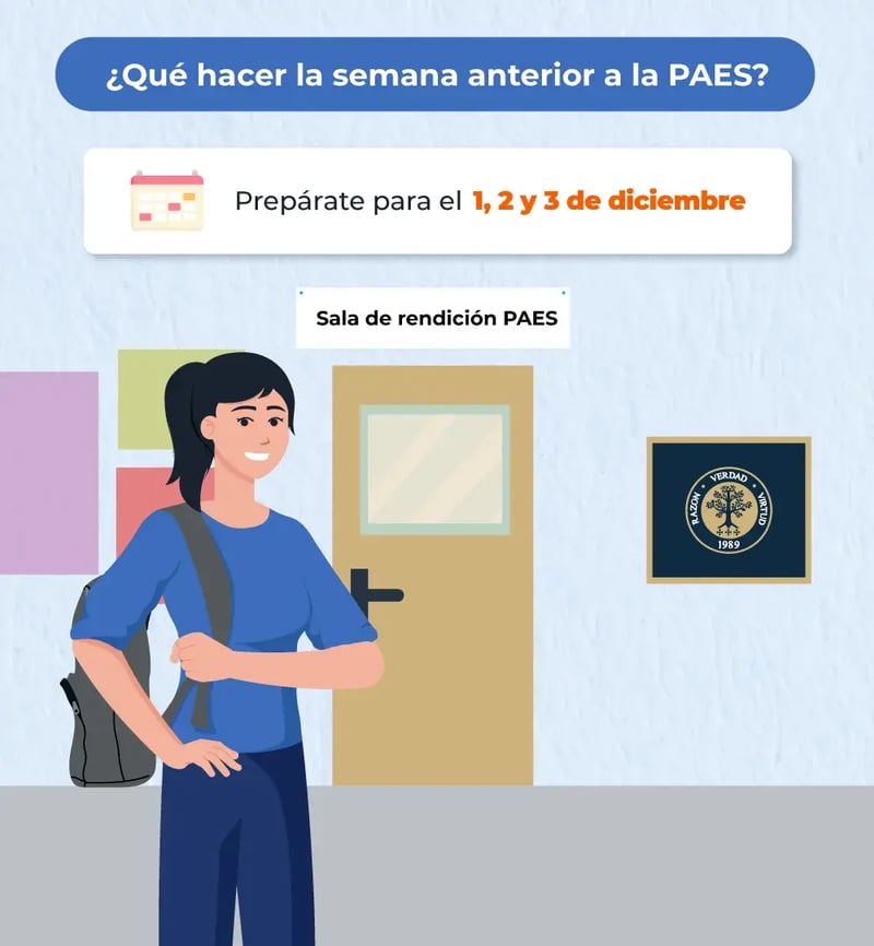 alumna a punto de entrar a la sala de rendición paes